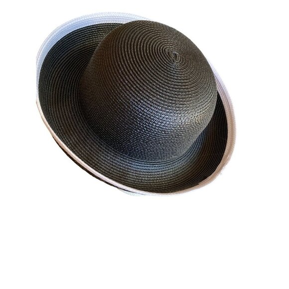 Betmar Black Woven Womans Rimmed Bowler Sun Hat One Size - Picture 1 of 6
